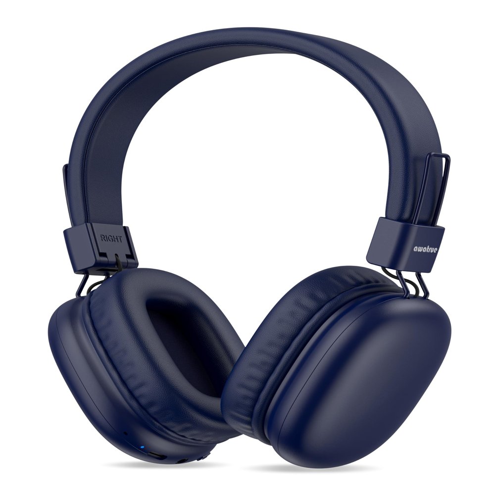awatrue Kids Bluetooth Headphones, Over-Ear Wireless Headphones with Microphone, Safe-Volume 85dBA, Bluetooth 5.4, Foldable Lightweight and Comfortable, 50H Playtime, USB-C Charging, Blue