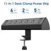 Desk Clamp Power Strip USB C,Under Desk Mount Power Station,20W Fast Charging,Fits 1.9'' Tabletop Edge,Desk Surge Protector,Perfect Home,Office Supplies (Black, 5 Outlets & 6 USB Ports & 10 FT Cable) view 2