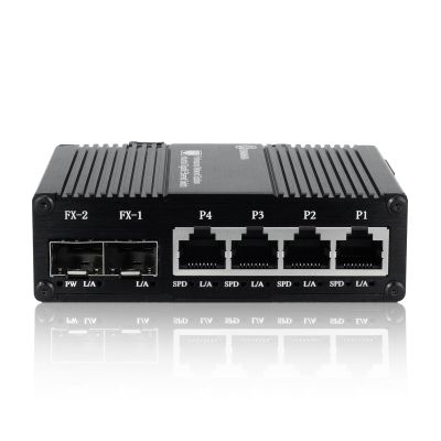 ENIANHUA Industrial 6 Port Umanaged Ethernet Switch, Network Switch, 4 Port RJ45 10/100/1000BASE-T+2 Gigabit SFP Slot 1000Base-X, Plug & Play, Din Rail or Wall Mount, AC 110V~220V Wide Voltage Input