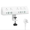 45W Fast Charging Station,Desk Clamp Power Strip,4 PD USB-C Ports,5 AC Outlets,Surge Protector Power Strip, 14AWG Heavy Duty Cord, Fits 1.9" Tabletop Edge (White, 10 FT Cable) view 1