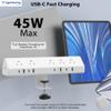 45W Fast Charging Station,Desk Clamp Power Strip,4 PD USB-C Ports,5 AC Outlets,Surge Protector Power Strip, 14AWG Heavy Duty Cord, Fits 1.9" Tabletop Edge (White, 10 FT Cable) view 4