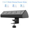 Desk Clamp Power Strip,40W Fast Charging Station,Desktop Mount Surge Protector,2 PD 20W USB C Ports,3 Outlets for Home,Office,Fit 1.9" Tabletop Edge (Black, 3 Outlets & 4 USB Ports & 15 FT Cable) view 2