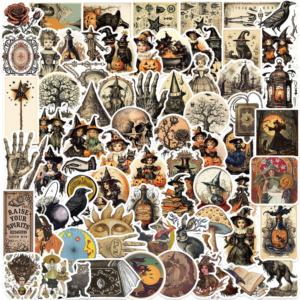 100PCS Vintage Witch Dark Academia Stickers,Victorian Witch Stickers,Witchy Aesthetic Stickers,Halloween Stickers, Witchy, Goth Stickers