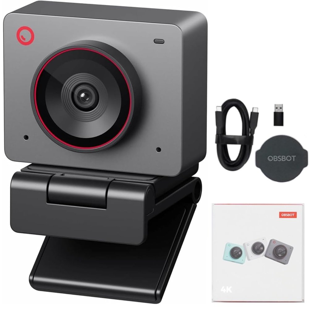 OBSBOT Meet 2 Al-Powered 4K Webcam Ultra HDR,1080p@60FPS,1/2" CMOS,4X Digital Zoom,Plug&Play,Built-in Dual MicWork with Skype, Zoom/ MS_Teams/Google Meetfor Online Call/Meeting/Educate-Grey
