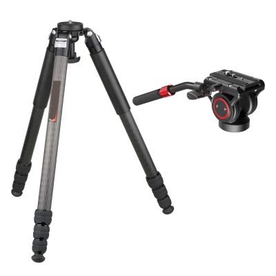 Heavy Duty Professional Carbon Fiber Tripod 75mm Bowl Adapter Max Tube 32.5mm ET7C(Tripod Fluid Head)