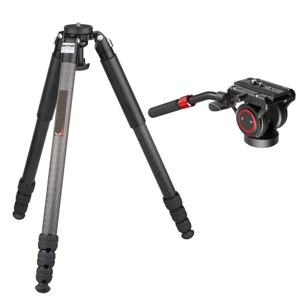 Heavy Duty Professional Carbon Fiber Tripod 75mm Bowl Adapter Max Tube 32.5mm ET7C(Tripod Fluid Head)