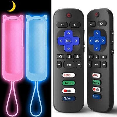 (2+2 Packs) Replacement Remote Control for Roku TV with Silicone Cover, Universal Remote for TCL/Hisense/Onn/Westinghouse/Philips Roku Smart TVs (Not for Roku Stick/Box)