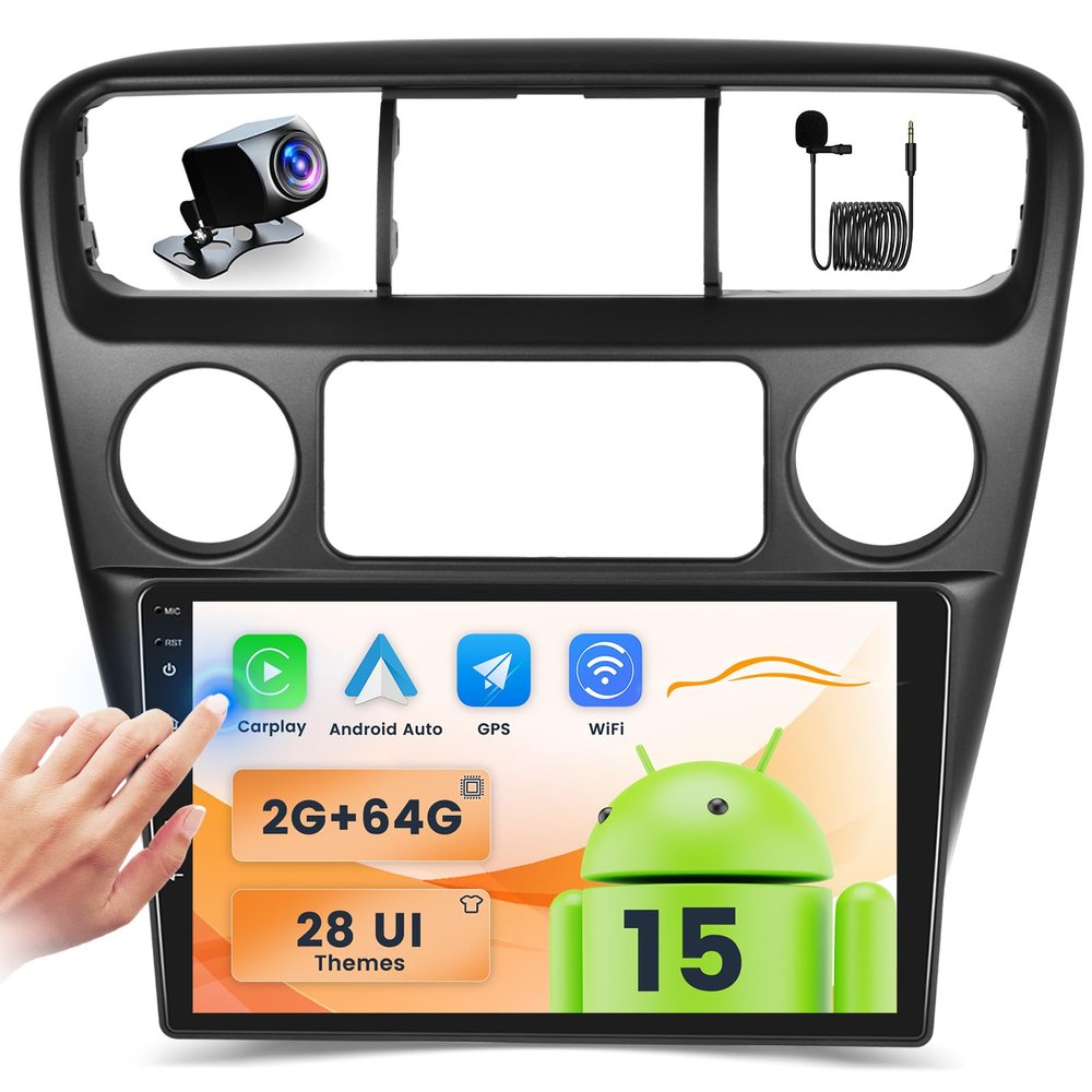 2+64GB Android Car Stereo for Honda Accord 6th 1998-2003 Wireless Carplay Android Auto, 9 Inch Touchscreen Car Radio GPS Navi WiFi Bluetooth Backup Camera FM RDS Radio EQ SWC