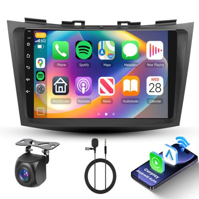 [2G+64G] Car Radio for Suzuki Swift 2011-2017 Android Car Stereo Carplay Wireless Android Auto, Hodozzy 9 inch Touch Screen with GPS/WiFi Bluetooth, FM RDS, Mirror Link, SWC Backup Camera