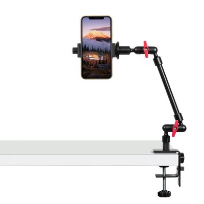 Magic Arm with Clamp, Long Articulating Arm Camera Mount, Adjustable Phone Mount Holder 360 Rotation, Mic Arm for Microphone, LED Lights, for Phone, Tripod, Desk, Table