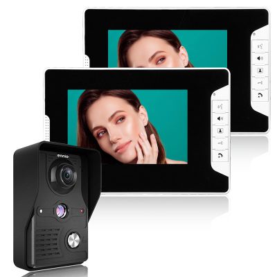 JINXINEBAY Wired Video Intercom Doorbell System 7 Inches LCD Monitor Video Door Phone Kits Support Monitoring, Unlock, Dual-Way Door Intercom Indoor Outdoor for Villa Home (1 Camera 2 Monitor)