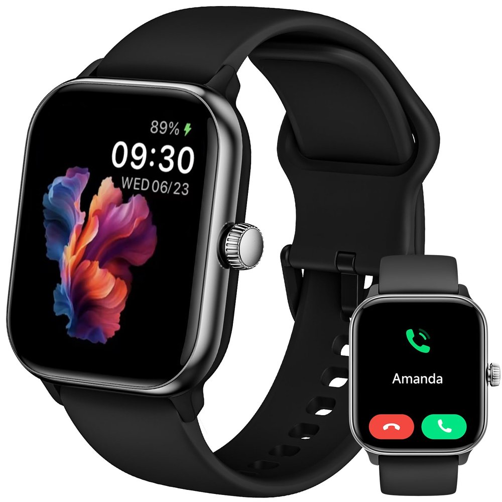 VRPEFIT Smart Watch for Men Women 1.8" Fitness Tracker, Bluetooth Call, Heart Rate Sleep Blood Oxygen Monitor, 100+ Sports Modes, IP68 Waterproof Smartwatch for Android iPhone, Alexa Built-in