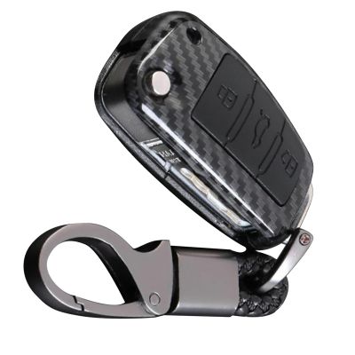 Carbon Fiber Car Key Cover Chain Anti-Scratch Remote Flip Fob Shell for Audi A1-A8 Q3 Q5 S4 R8
