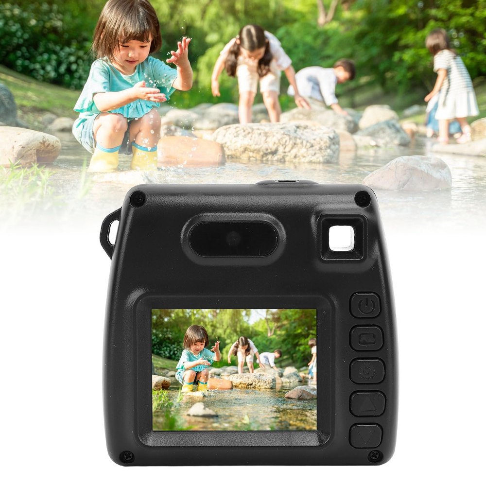 48MP Dual Lens Digital Camera for Students, 1080P Resolution 2.0 Inch Screen HD Camera with LED Fill Light, Small Games, Music Playback, Type C Fast Charging (Black)