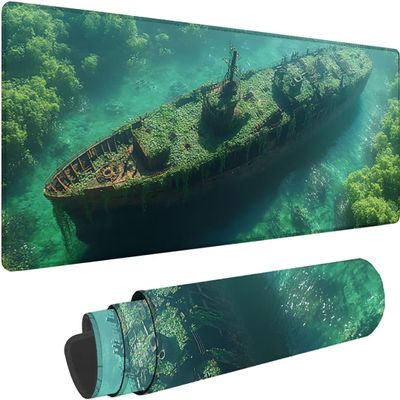 Large Extended Gaming Mouse Pad Mousepad Non-Slip Rubber Base Extra Large Cool XL XXL Computer Desk Pad Gaming Accessories Light Up Extended Big Mouse Pad for Gamer Office & Home 48"x24" Blue Boat 7-6