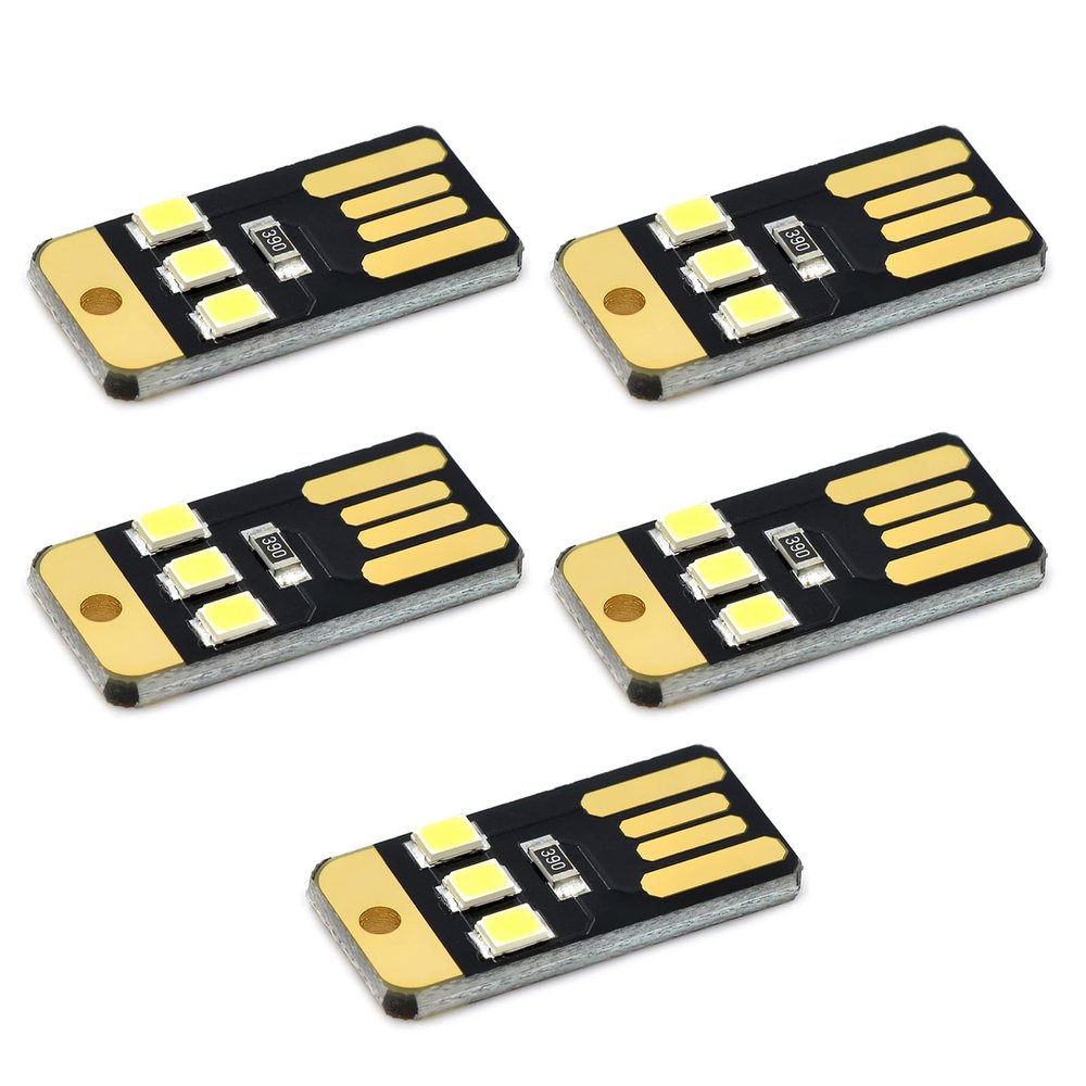 Hxyxbnhno 5Pcs Pocket Card USB Power LED Keychains Night Light 0.2W USB LED Bulb Book Light for Laptop PC Powerbank