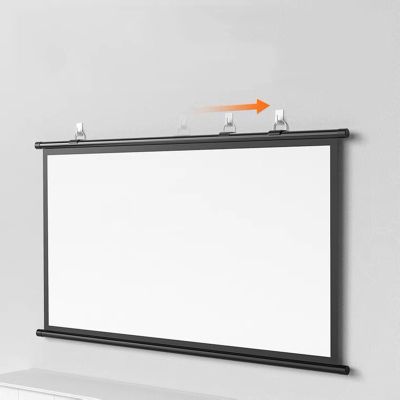 60 Inch Hanging Projector Screen, 16:9 4:3 4K Portable Screen for Projector, Projection Screen for Office Presentations Home Theater, Roll Down Movie Screen for Outdoor Indoor(16:9)