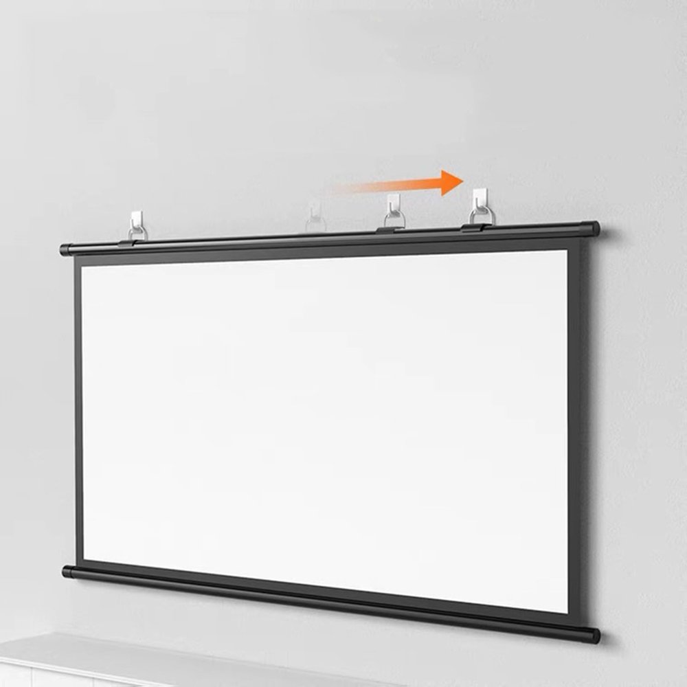 60 Inch Hanging Projector Screen, 16:9 4:3 4K Portable Screen for Projector, Projection Screen for Office Presentations Home Theater, Roll Down Movie Screen for Outdoor Indoor(16:9)