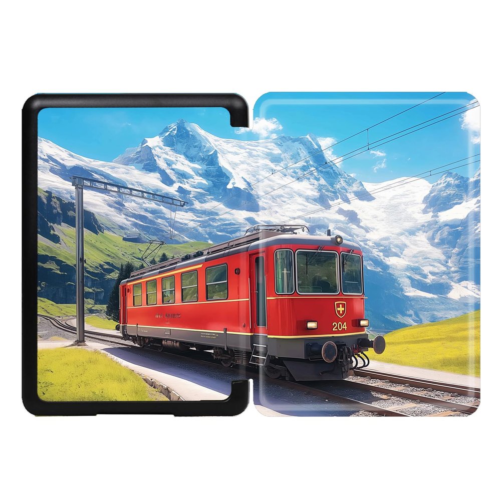 Case Cover for Kindle Voyage (2014 Released) - Case with Safe Magnetic Closure and Auto Sleep/Wake Function- Red Retro Train