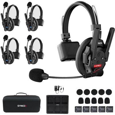 SYNCO XTalk XPro5 Wireless Intercom Headset System with Antenna Enhanced Signal Reception Support 500m/1640ft 2.4GHz 5-Person Team Communication Noise Reduction Film Documentary TV Production