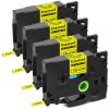 4 Pack Compatible for P-Touch HSe-611 HSe611 HS-611 HS611 Heat Shrink Label Tube 5.8mm 0.23'' Black on Yellow Shrink Tubing Wire Cable Tape for Ptouch PT-D400 H300 E500 D600 E300 E800W H75 Printers view 1