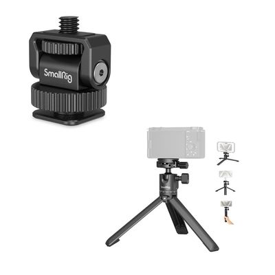 Bundle: SmallRig 1/4" Mini Ball Head Cold Shoe Mount Adapter 3577+ Portable Mini Desktop Tripod 4630