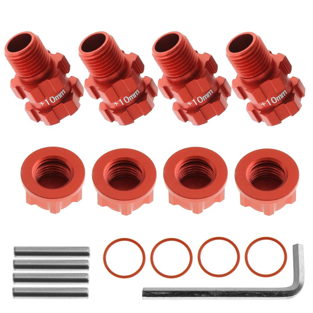 4PCS Replacement 14mm to 17mm Wheel Hex Hub Adapter for Senton 4X4 AR102667 (red) Rc Car Accessory