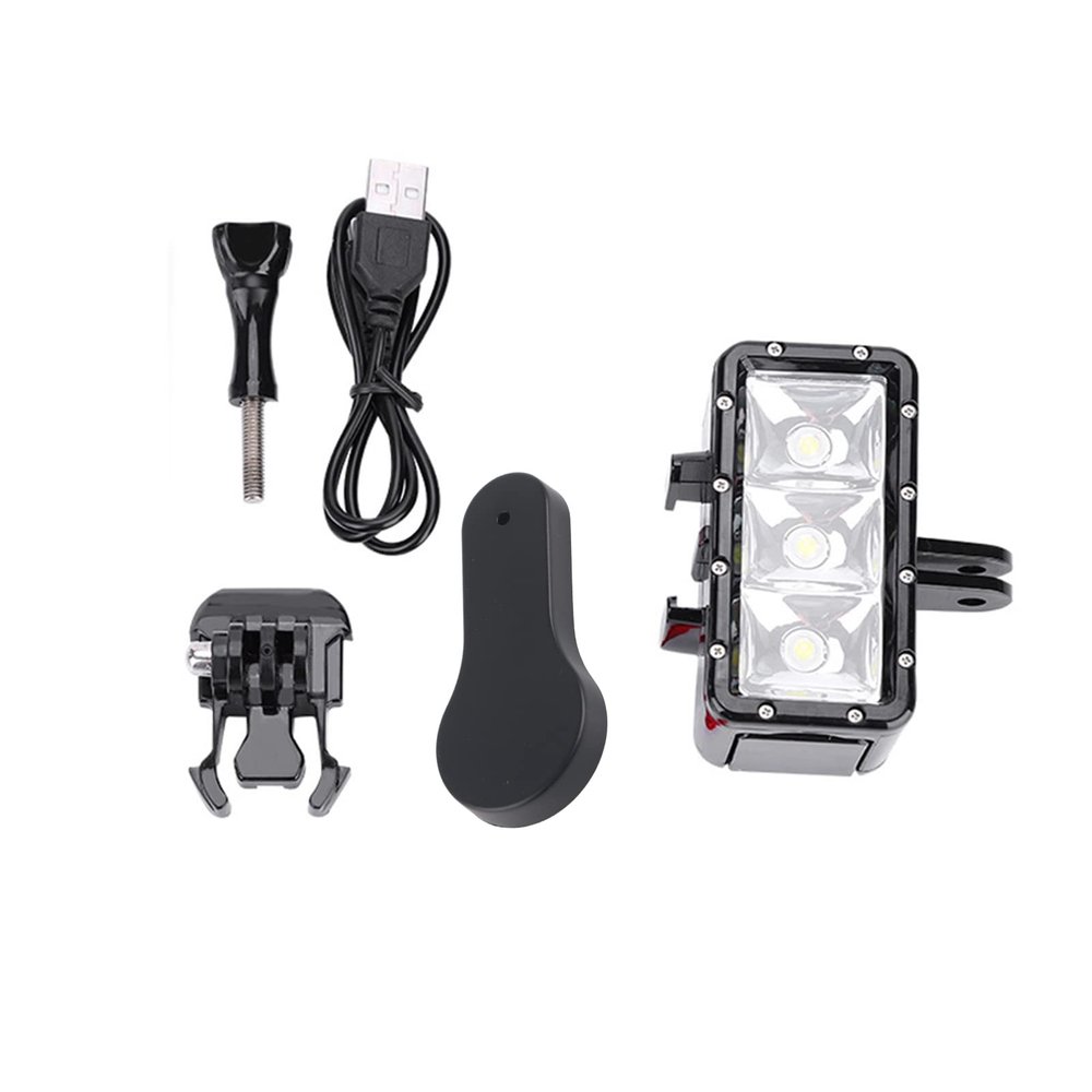 30m Underwater Diving LED Video Light Mini Waterproof Fill Light Night Shooting Alloy Black Sports Camera Super Bright Power Saving Portable Waterproof Camera Light