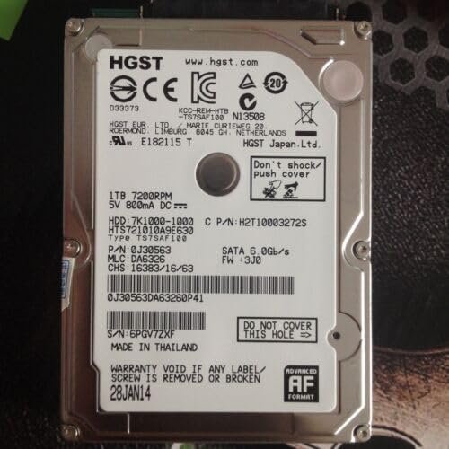 Ayzung 1TB 2.5 SATA 7200 RPM 32MB HDD 7K1000 HTS721010A9E630 Laptop Hard Drive