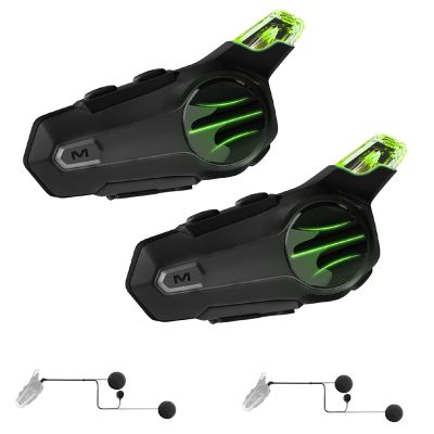 cepkquis Motorcycle Bluetooth Headset for Wireless Dirt Bike 2 Riders 600M Intercom CVC Noise Cancellation Stereo HiFi Music IP67 Waterproof for Full Face Helmet with Tail Light (Black-Dual Pack)