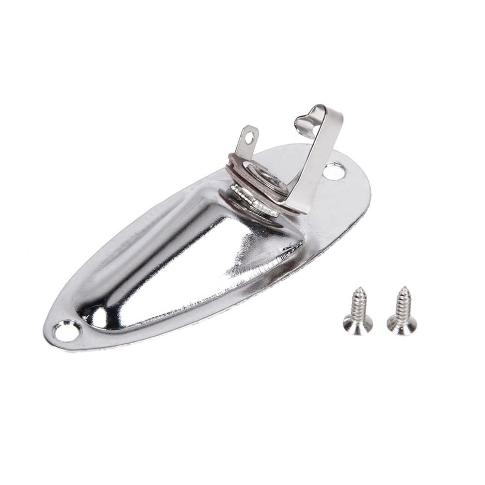 Silver Loaded Boat Style Guitar Pickup Output Input 6.35MM Jack Plug Socket for FD Strat Guitar Accessory