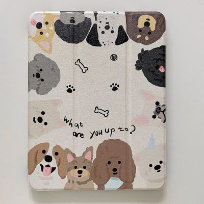 Adjustable Stand Hard PU Clear Back Folio Case for Apple Little Baby Dog Puppy Animal Cartoon Light Color Cute Lovely Adorable Unisex Kids Girls (for iPad 10 10.9-inch 10th Generation 2022)
