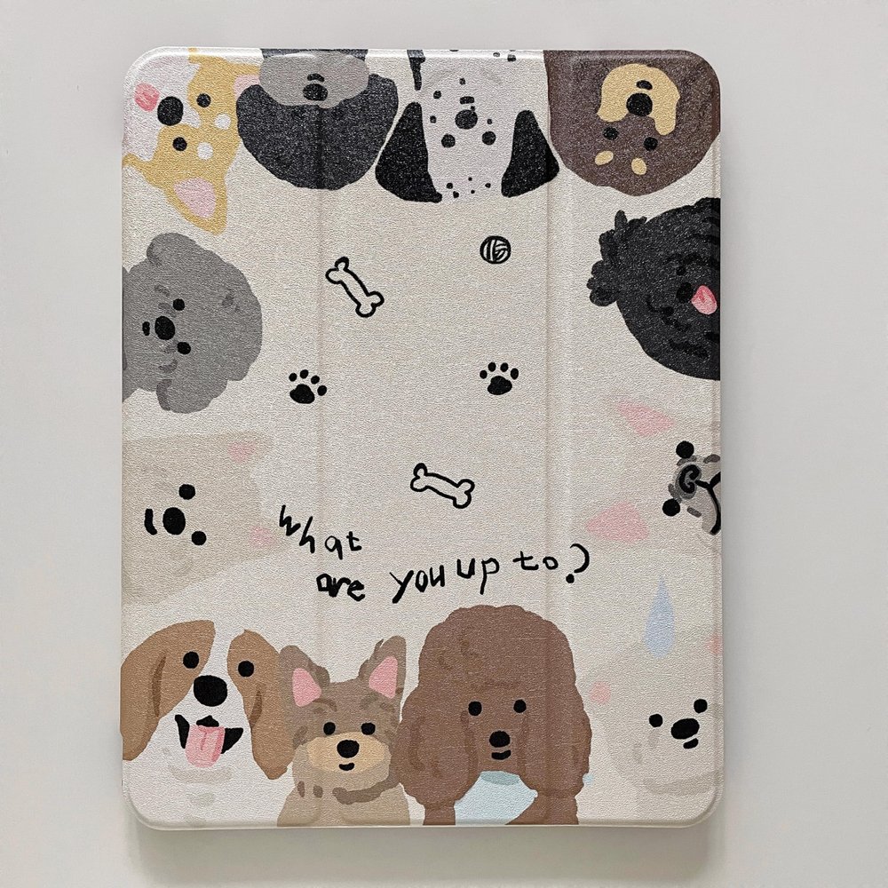 Adjustable Stand Hard PU Clear Back Folio Case for Apple Little Baby Dog Puppy Animal Cartoon Light Color Cute Lovely Adorable Unisex Kids Girls (for iPad 10 10.9-inch 10th Generation 2022)