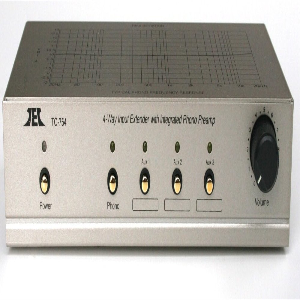 Technolink (TEC) TC-754 RIAA Phono Preamp (Pre-amp, Preamplifier) with Three Switchable Aux Inputs and Variable Output Level (Silver, 500mA Standard AC Adaptor)