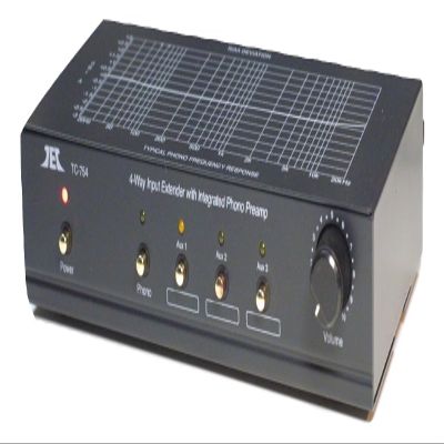 Technolink (TEC) TC-754 RIAA Phono Preamp (Pre-amp, Preamplifier) with Three Switchable Aux Inputs and Variable Output Level (Black, 1 Amp (Higher Current) AC Adaptor)