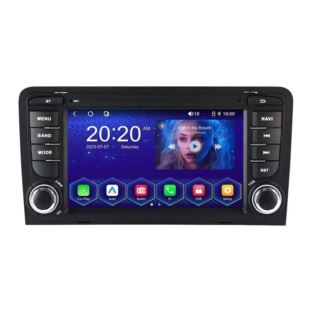 7" Linux System Car Radio Stereo for Audi A3 8P 2003-2013 S3 2006-2012 RS3, Head Unit with CarPlay/Android Auto, AM/FM Radio, DSP, SWC, Bluetooth(for Audi A3)