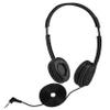 Deal Maniac Wholesale Over-Ear Headphones Black- Low-Cost Stereo Headphones for Students, Classroom, Library (Leatherette Earpad) - 3 Pairs, view 1