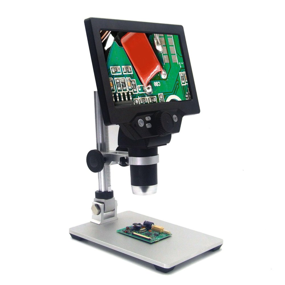 7in LCD Digital Microscope 1200X 1080P 12MP Focusing, High Definition Imaging, Clear Images and Videos with 8 LED Lights, 10mm Object Distance, Wide Application
