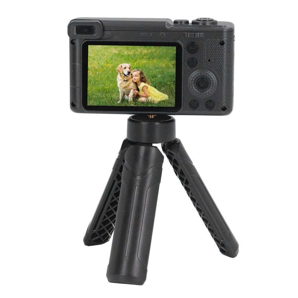 Digital Camera for Adults Beginners, 4K Digital Point and Shoot Camera with 2.4in Screen, 8X Zoom Vlogging Camera with Fill Light Stand for Photography (Black)