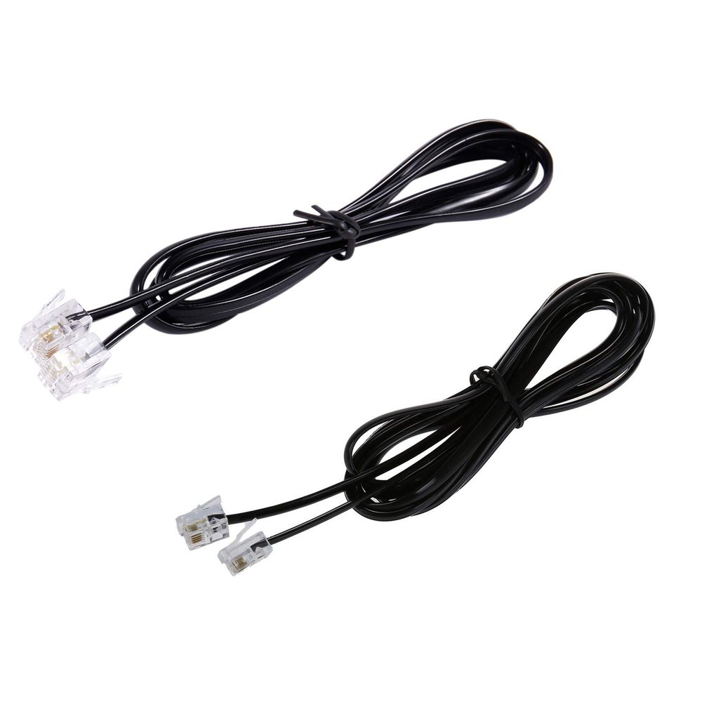 Viodmss 2Pcs RJ11 6P4C Telephone Cable Cord ADSL Modem, 1 Meters & 2 Meters