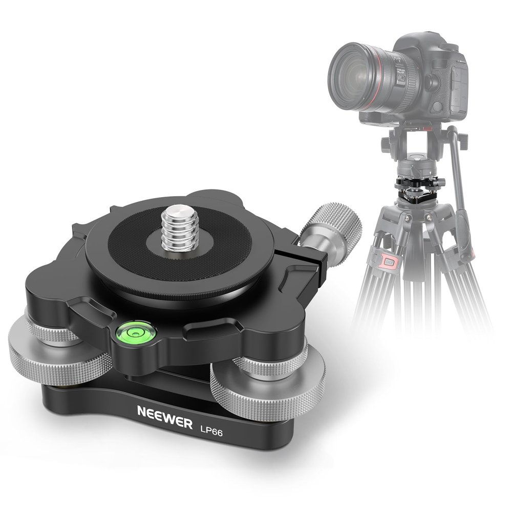 NEEWER Tripod Head Leveling Base Camera Leveler with Bowl Adapter, 3 Axis Wheel Metal Head with 3/8" Screw & Thread, +/-9 Precise Angle Adjustment for Macro Panoramic Photography, Max Load 33lb, LP66