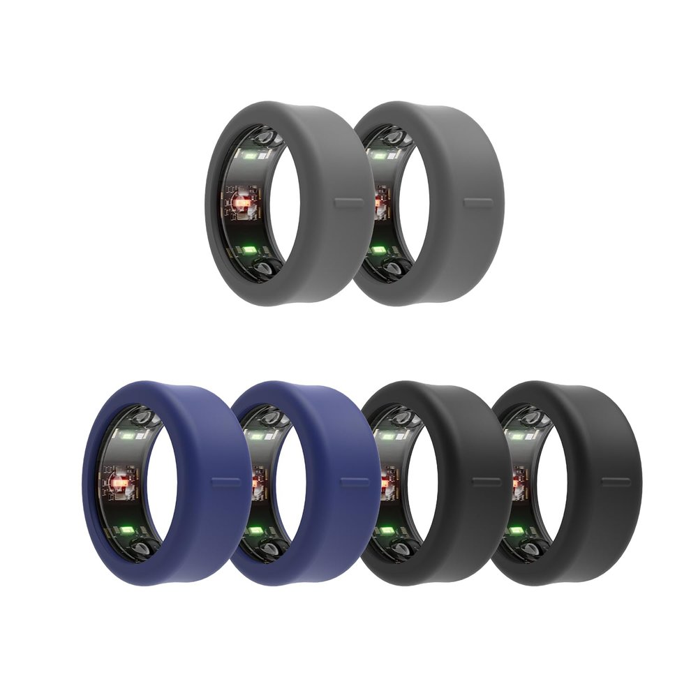 Tulbeys Smart Ring Protector Case Compatible with Samsung Galaxy/Oura Ring Gen 3 / RingConn, Thin Soft Silicone Smart Ring Cover Working Out Accessories Men Women (2gray+2deepblue+2black-S)