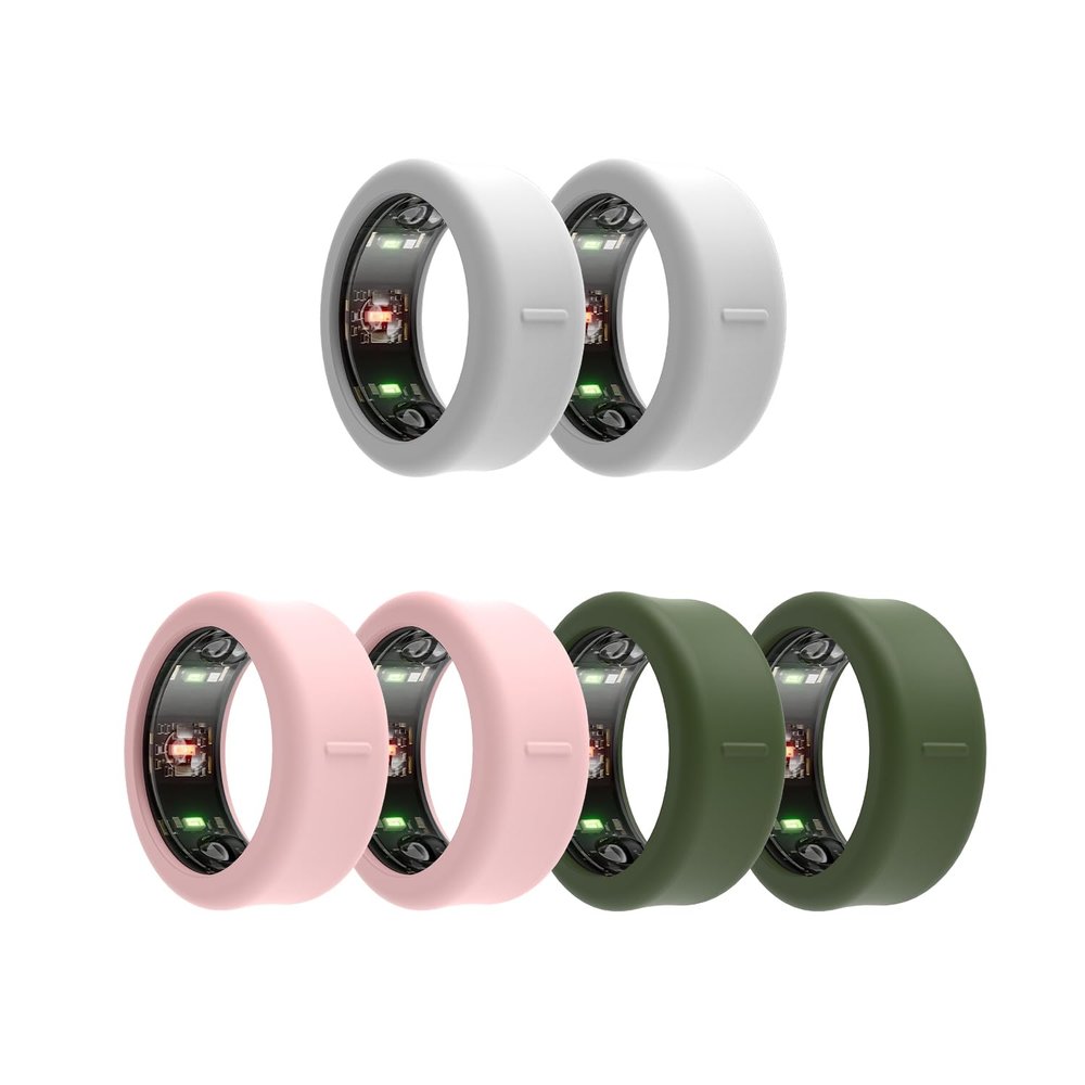 Tulbeys Smart Ring Protector Case Compatible with Samsung Galaxy/Oura Ring Gen 3 / RingConn, Thin Soft Silicone Smart Ring Cover Working Out Accessories Men Women (2white+2pink+2green-S)