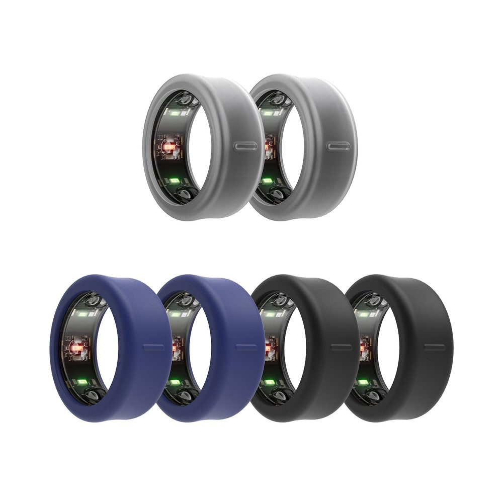 Tulbeys Smart Ring Protector Case Compatible with Samsung Galaxy/Oura Ring Gen 3 / RingConn, Thin Soft Silicone Smart Ring Cover Working Out Accessories Men Women (2clear+2deepblue+2black-S)