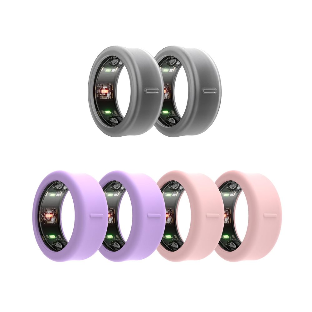 Tulbeys Smart Ring Protector Case Compatible with Samsung Galaxy/Oura Ring Gen 3 / RingConn, Thin Soft Silicone Smart Ring Cover Working Out Accessories Men Women (2clear+2purple+2pink-S)