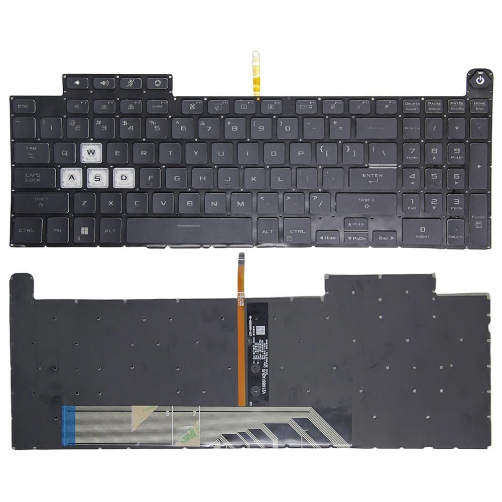 Laptop Keyboard for ASUS TUF Gaming A17 FA707NU FA707NV FA707RM FA707RR FA707RW FA707XI FA707XU FA707XV FA707RC FA707RE Black Without Frame with Colorful Backlight United States US