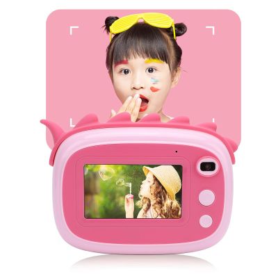 48MP Instant Print Camera, 3 Inch Screen, Front Rear Dual Lens, with Timer Function, for Selfies, Gray Scale Printing Technology (Roseate)