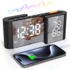 Lancoon Digital Alarm Clock Radio Clock with Temperature Humidity Display 15 Levels of Volume Brightness Adjustable Black-White view 1