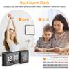 Lancoon Digital Alarm Clock Radio Clock with Temperature Humidity Display 15 Levels of Volume Brightness Adjustable Black-White view 4