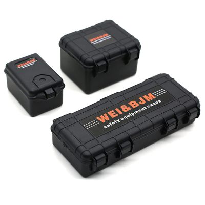 3pcs Mini Plastic Case RC Storage Box for SCX24 RC Crawler 1/24 1/18 Scale RC Car Decoration, Black